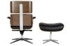 King Home Lounge Business Prémium Irodai Fotel Lábtartóval Diófa-Fekete Bőr