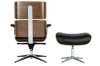 King Home Lounge Business Prémium Irodai Fotel Lábtartóval Diófa-Fekete Bőr