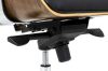 King Home Lounge Business Prémium Irodai Fotel Lábtartóval Diófa-Fekete Bőr