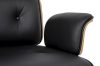 King Home Lounge Business Prémium Irodai Fotel Lábtartóval Diófa-Fekete Bőr
