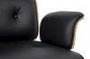 King Home Lounge Business Prémium Irodai Fotel Lábtartóval Diófa-Fekete Bőr