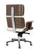 King Home Lounge Business Prémium Irodai Szék Fehér Olasz Bőr Dió Furnér