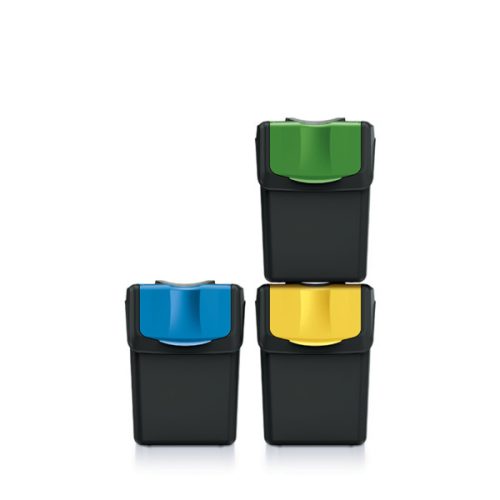 Sortibox 3 Darabos Szelektív Hulladékgyűjtő Rendszer Szett 3x20l Kőszürke