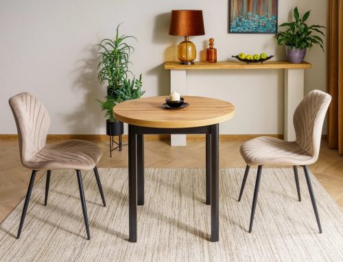 Adam Kerek Étkezőasztal Laminált Artisan Tölgy/Matt Fekete 80cm