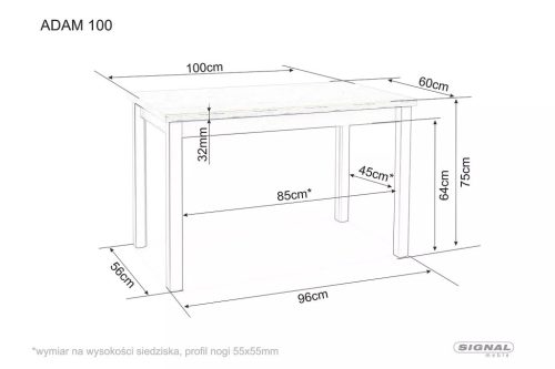 Adam Lancelot Téglalap Étkezőasztal Laminált Tölgy-Antracit 100cm