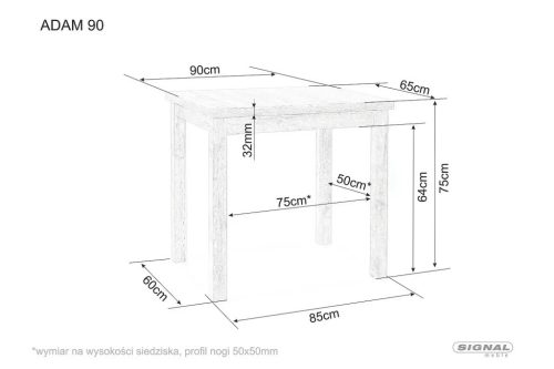 Adam 90 Étkezőasztal Laminált Kasmír-Cremona Tölgy