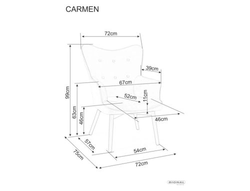 Carmen Velvet Bézs Bársony Fotel Fekete Fa Lábakkal