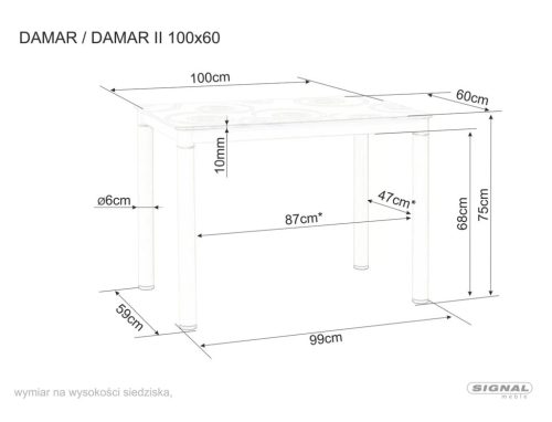 Damar Elegance Edzett Üveg Étkezőasztal Krém Mintás DAMARK