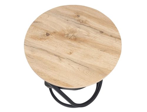 Eos Artisan Kerek Dohányzóasztal Tölgy MDF Fekete Fém Vázzal