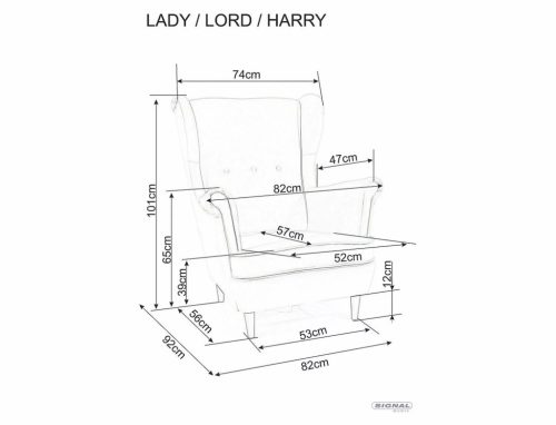 Harry Velvet Füles Fotel Bársony Szürke Tűzött