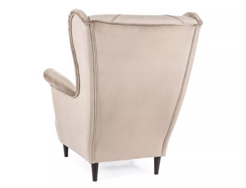 Lady Velvet Elegáns Füles Fotel Bársony Bézs Steppelt