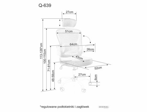 Q-639 Ergonomikus Hálós Forgószék Szürke-Fehér Állítható Fejtámlával