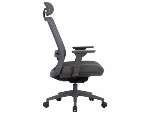 Q-718H Ergonomikus Hálós Forgószék Szürke Fejtámlával
