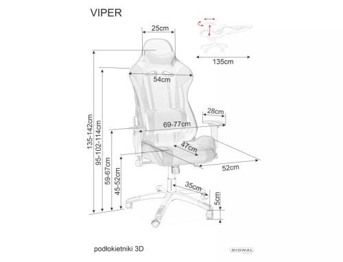 Viper Racing Gamer Forgószék Szövet Fekete-Piros TILT