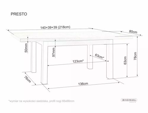 Presto Kihúzható Étkezőasztal Laminált Cremona Tölgy/Kasmír