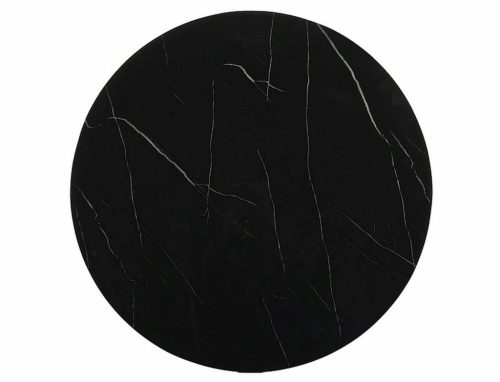 Sabine Luxury Kerek Dohányzóasztal Edzett Üveg Fekete Márvány Arany Vázzal