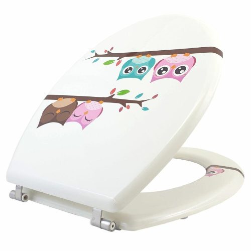 Bath Duck Wc-Ülőke - Mdf - Mintás - Rozsdamentes Acél Zsanérokkal - Owl