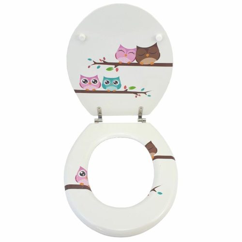 Bath Duck Wc-Ülőke - Mdf - Mintás - Rozsdamentes Acél Zsanérokkal - Owl