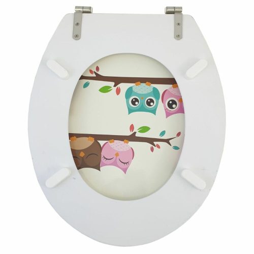 Bath Duck Wc-Ülőke - Mdf - Mintás - Rozsdamentes Acél Zsanérokkal - Owl