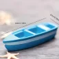   2 db-os miniatűr horgászhajó készlet fa evezőkkel, kék gyanta hajófigura