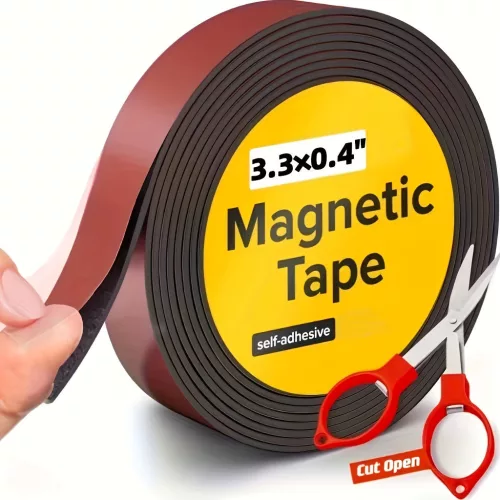Erős ragasztó mágneses szalag, 1 cm × 1 mm × 1 m, kézműves projektekhez, fehérítáblákhoz és hűtőszekrény rendszerezéshez